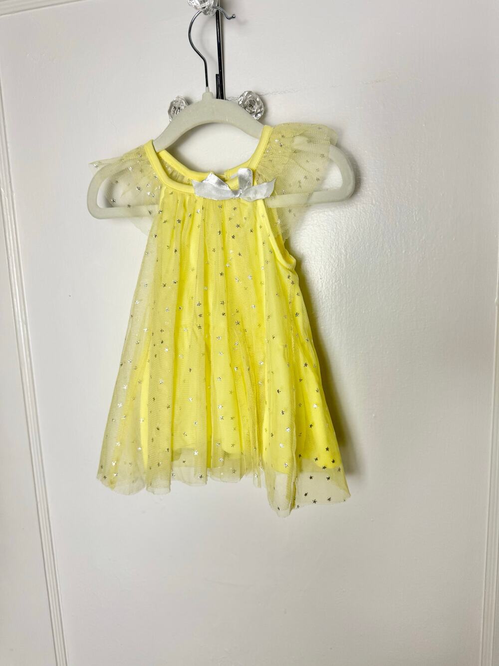 Nannette Kids Yellow Shimmer Flutter Tulle Chiffon Dressy Dress 18 MOS